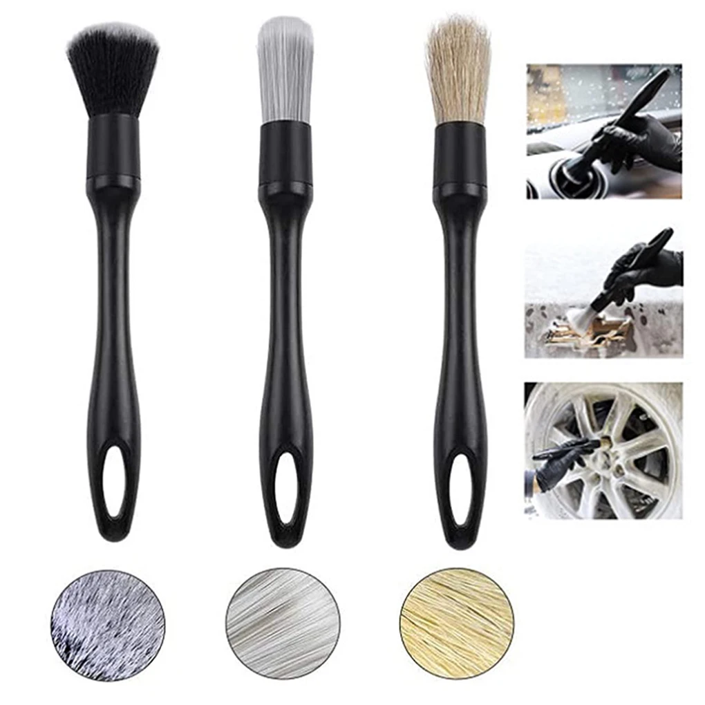 

3 Pieces Set Car Dashboard Detailing Brush PP Handle Brushes Automobile