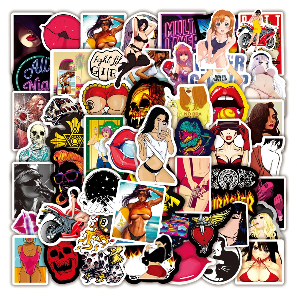 

10/30/50/100pcs Tease Vulgar Sexy Beauty Girls Stickers Laptop Motorcycle Car Bike Waterproof Graffiti Sticker Adult Anime Decal