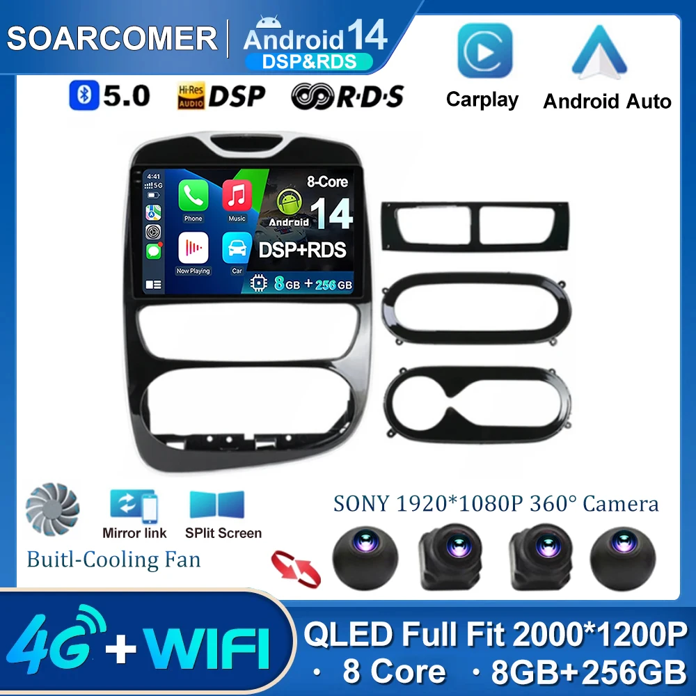 Автомагнитола на Android 14 для Renault Clio 4 BH98 KH98 2016-2019 мультимедийный проигрыватель с GPS