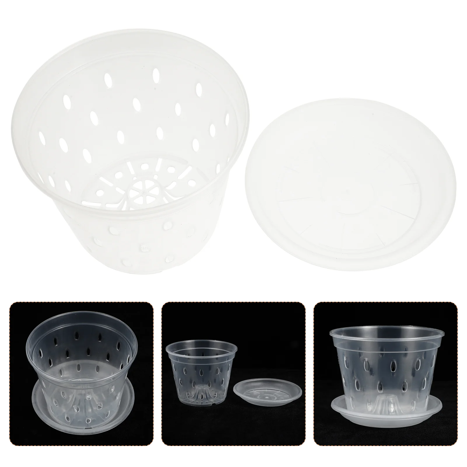 

3 Sets Garden Mesh Net Pot Hanging Flower Planter Clear Planting Flowerpots