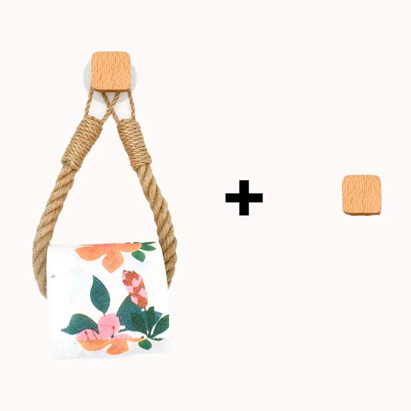 

2pcs Wooden accessories Hemp Toilet paper roll holder bathroom storage Paper Rack Bathroom Wall Towel Decir Hemp paper holder