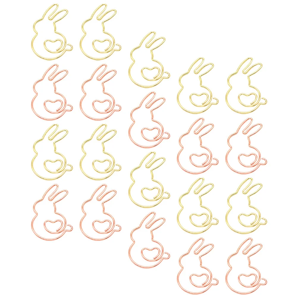 

20 Pcs Bunny Paper Clip Office Rabbit Student Clamp Metal Paperclip Marking Fixing