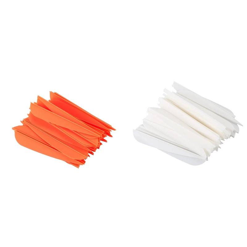 

NEW-Arrows Vanes 4 Inch Plastic Feather Fletching For DIY Archery Arrows 100Pack(Orange&White)