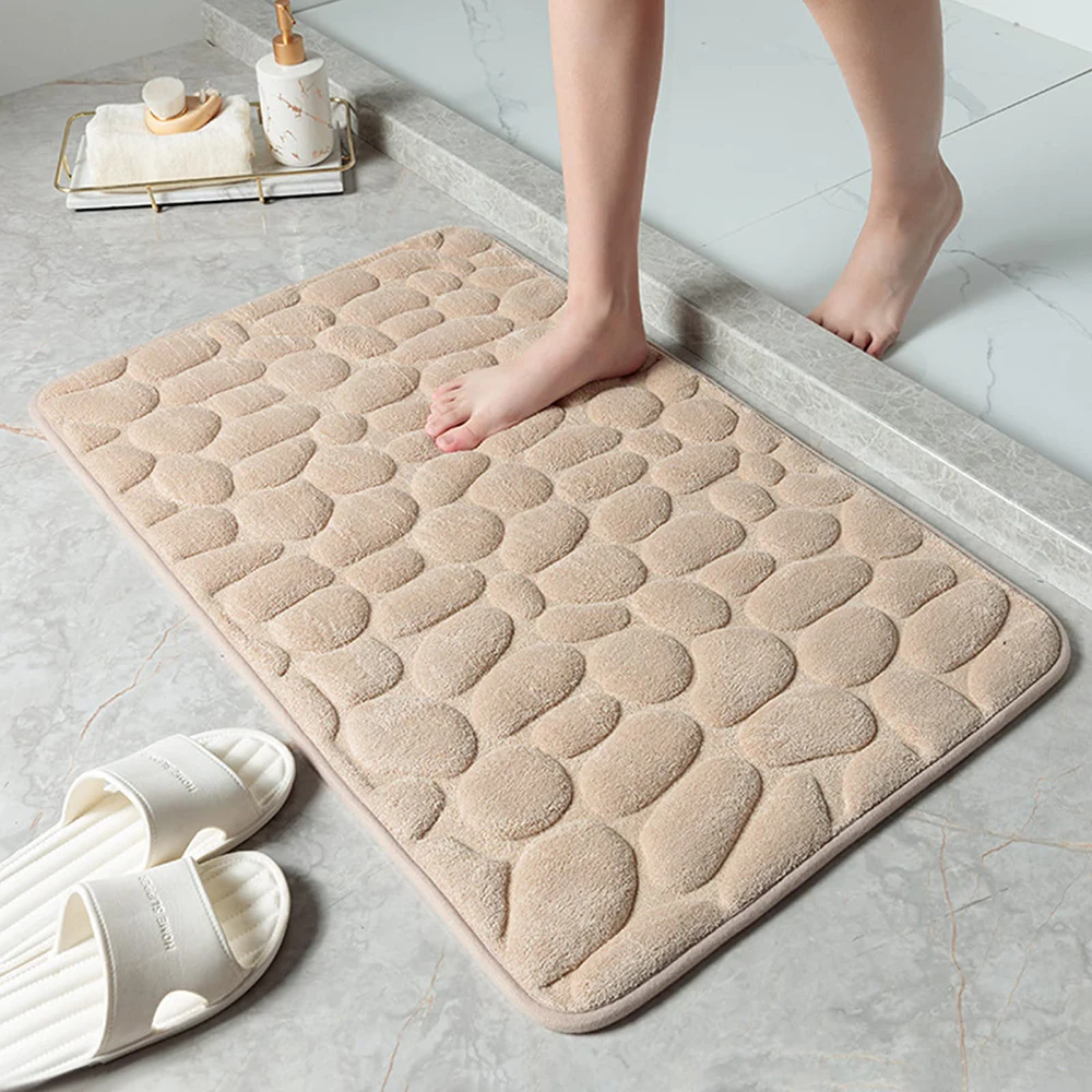 

Cobblestone Embossed Bathroom Bath Mat Non-slip Carpets In Wash Basin Bathtub Side Floor Rug Shower Room Doormat Memory Foam Pad