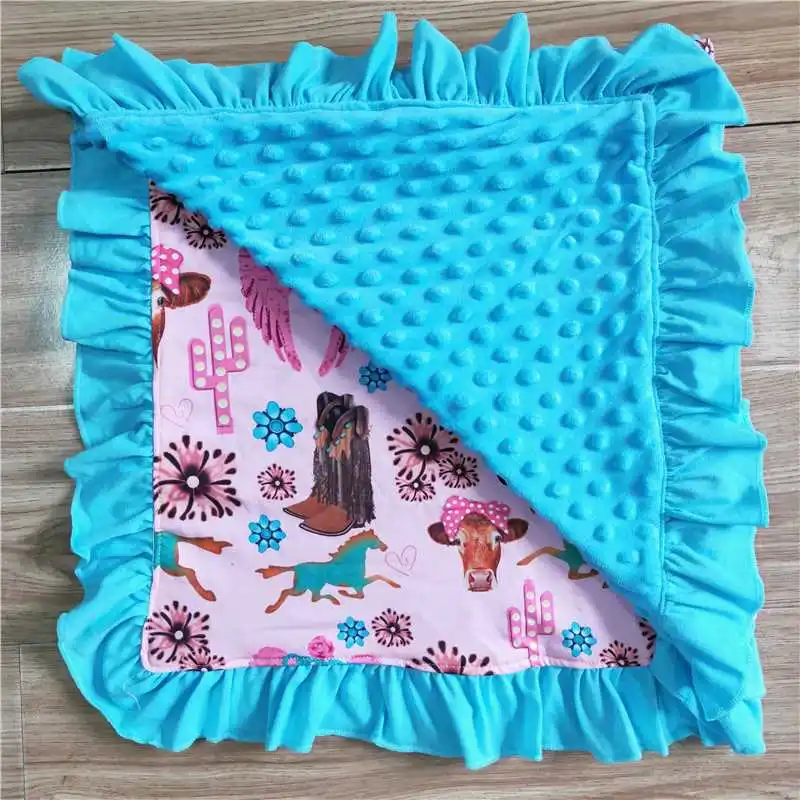 

Wholesale Baby Girl Western Cow Horse Pink Kid Bedding Children Soft Double Fleece Blanket Toddler Breathable Flannel Thin Quilt
