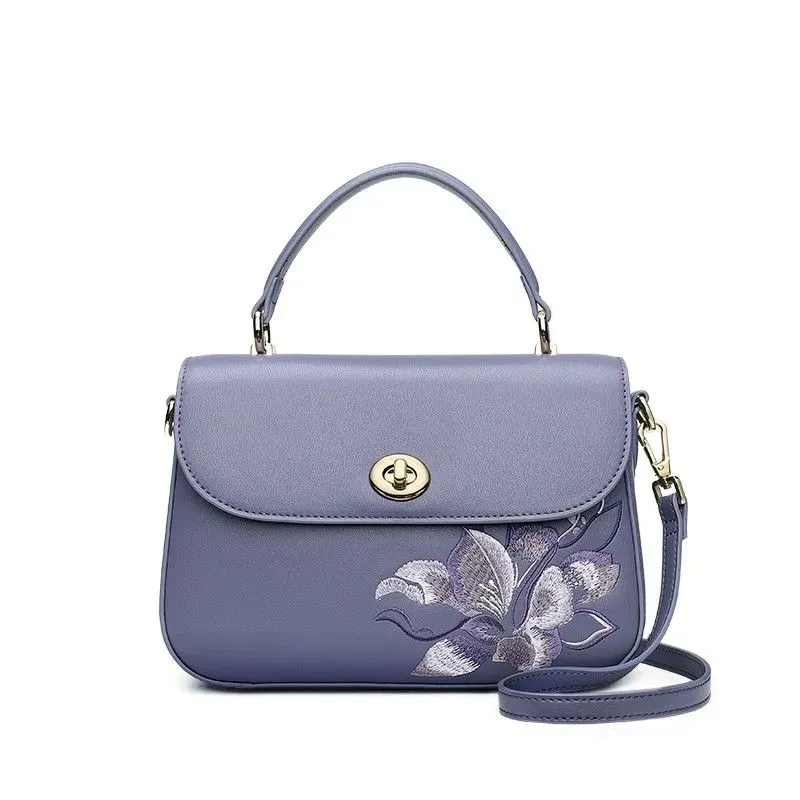Women's Bag  The new embroidered cowhide handhold bag is a fashionable versatile women's one-shoulder cross-body bag
