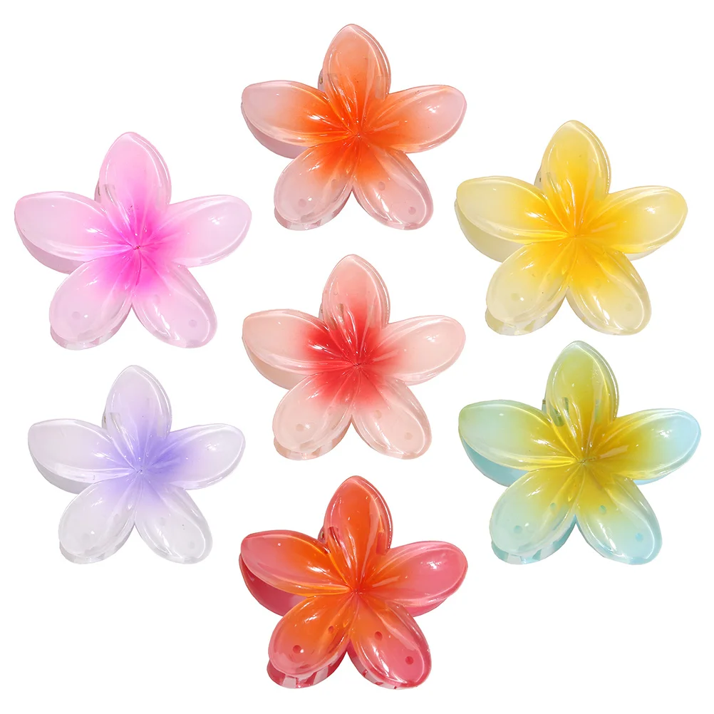 

Flower Hair Clips Plumeria Jaw Clip Hawaiian Tropical Claw Hibiscus Bohemian Barrette Accessories