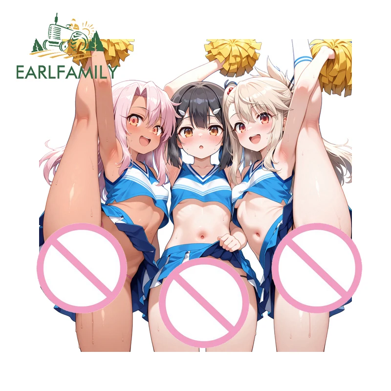 

EARLFAMILY Cheerleaders для девочек, автомобильные наклейки, аниме, милые лоли, квадроцикл, водостойкая солнцезащитная наклейка, окна, автомобильные аксессуары