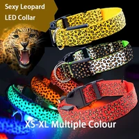 sexy leopard nylon glowing dog collar led light night safety luminous collar perro luz collier chien dog accessories pet items