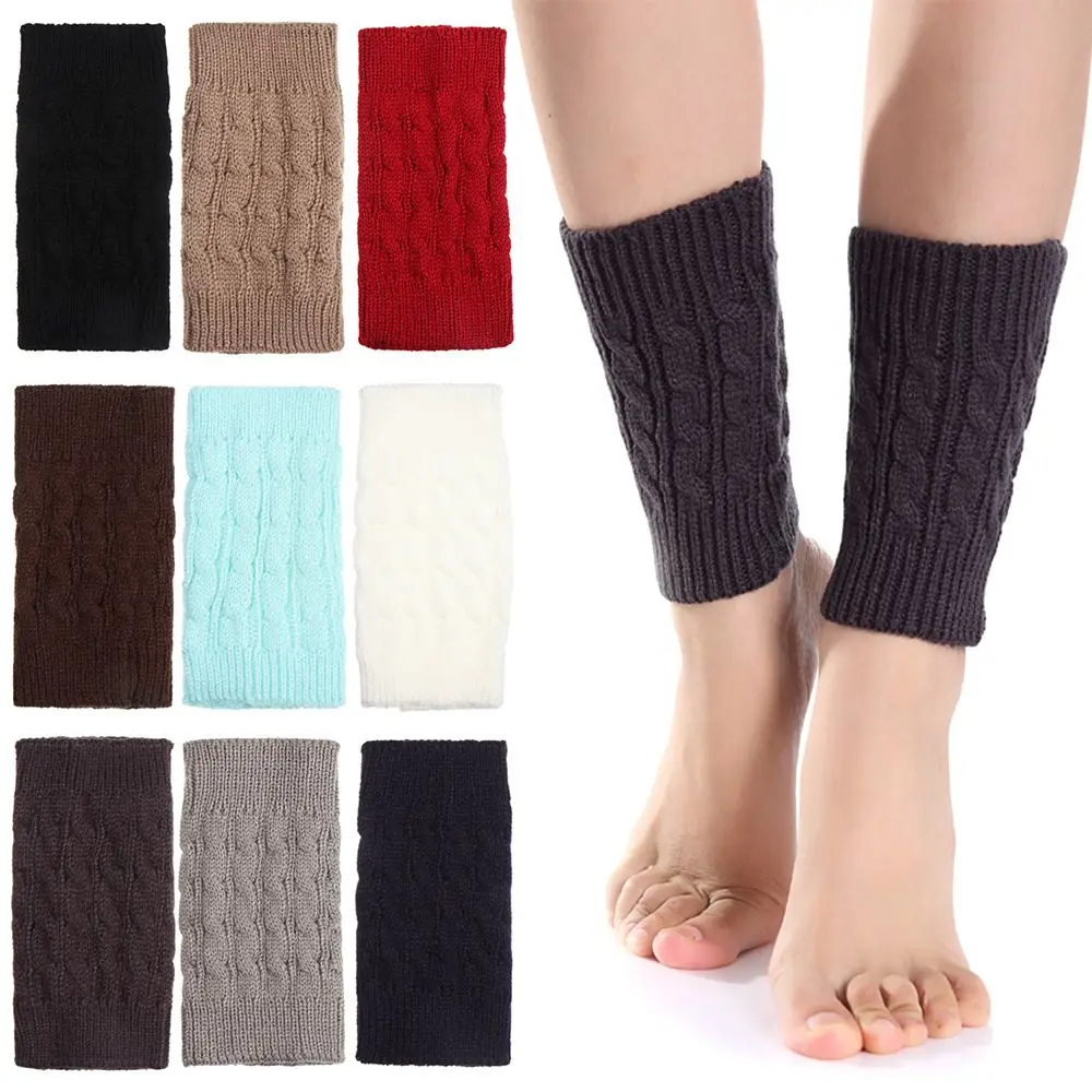 

1 Pair Women Winter Knitting Leg Warmers Boot Cover Keep Warm Socks Solid Color Short Socks Boot Warmers Boot Toppers