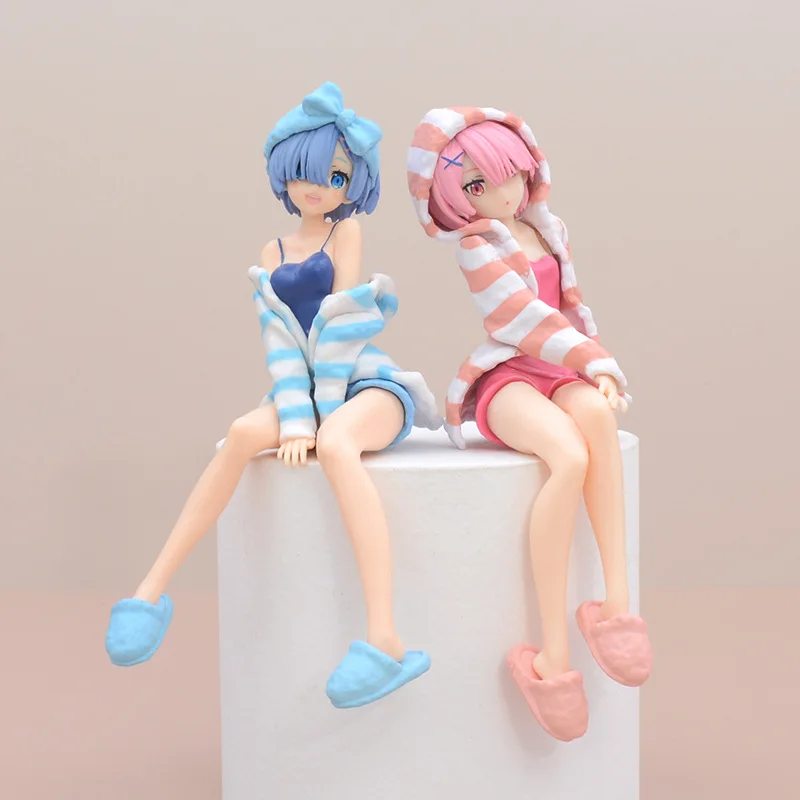 

15CM Rem Anime Figure RE: Zero-Starting Life in Another World Ram Loungewear Sitting Cute Model Noodle Stopper PVC Doll Toys