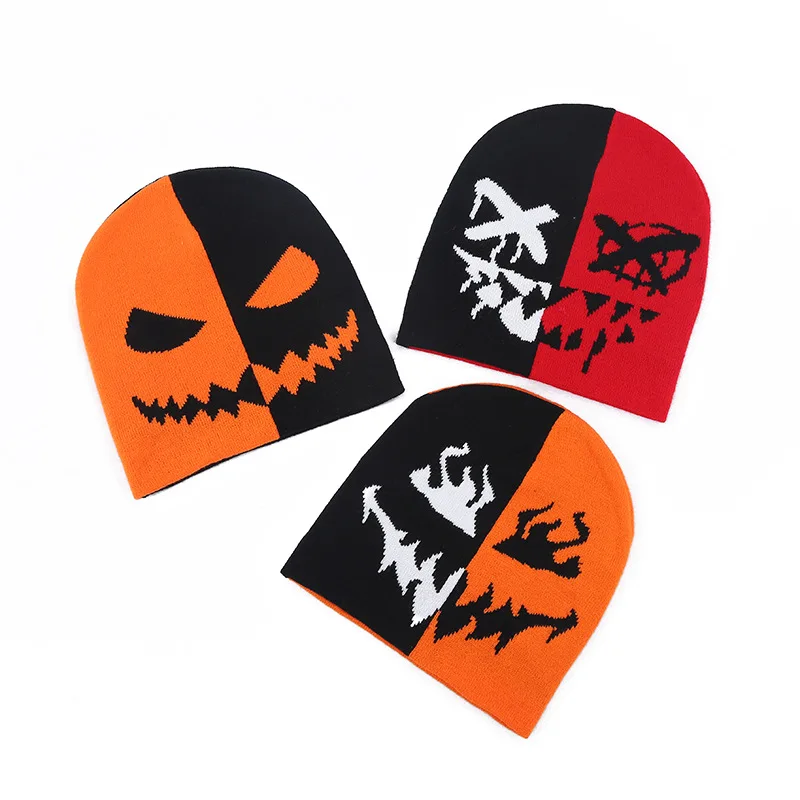 

Новинка вязаная шапка с дьяволом на хэллоуин креативная забавная вязаная шапка в стиле хип-хоп полулицевая купольная модная искусственная