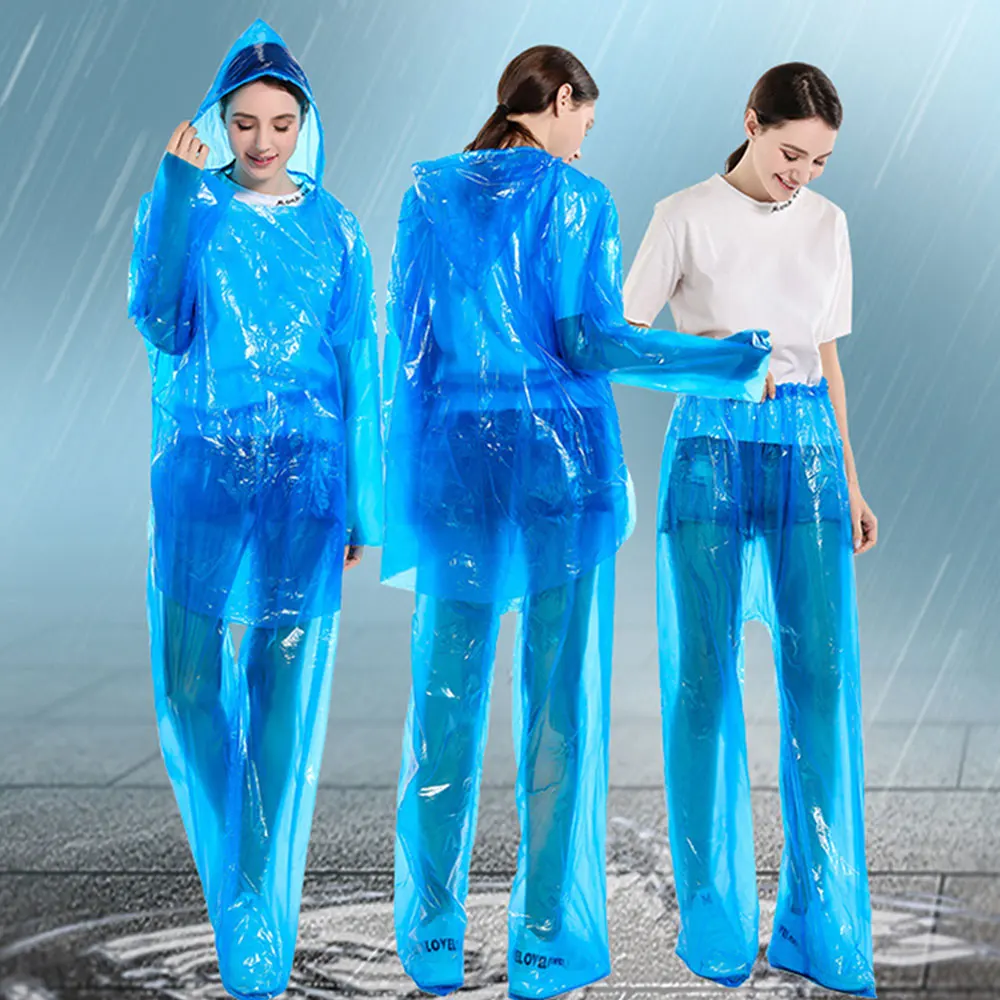 

Водонепроницаемый раздельный дождевик, дождевик, брюки, пыленепроницаемый одноразовый защитный дождевик, аксессуары для кемпинга (случайные цвета)