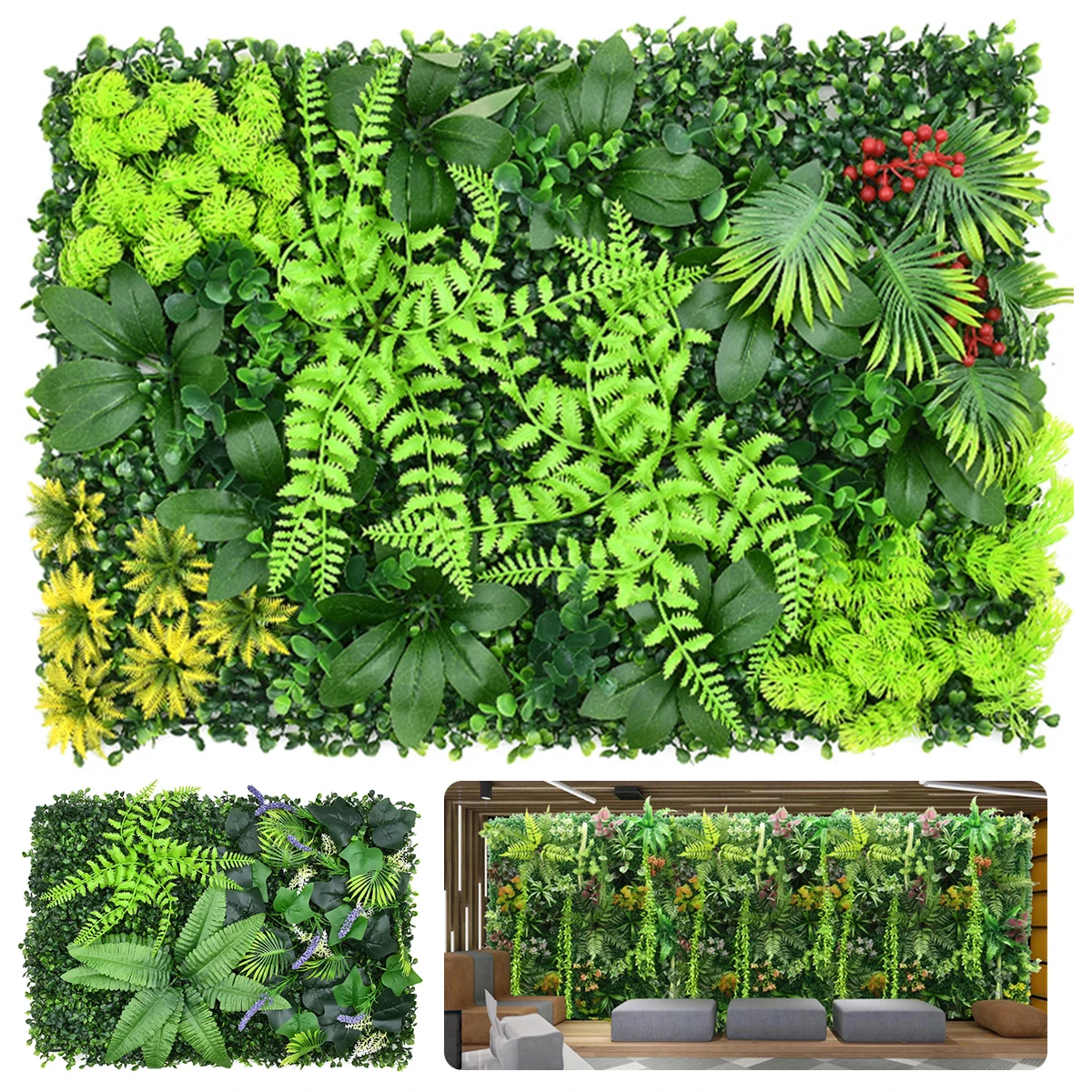 

New Artificial Plant Wall Reusable Grass Backdrop Wall Panel Plastic Garden Grass Flower Wall Fake Green Plant Hanging Fencing