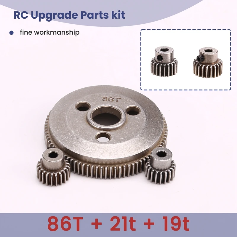 Metal Steel 48P 86T Spur Gear For 1/10 2WD Slash/Rustler Stampede With 19T 21T Pinion Sets Replace 4686