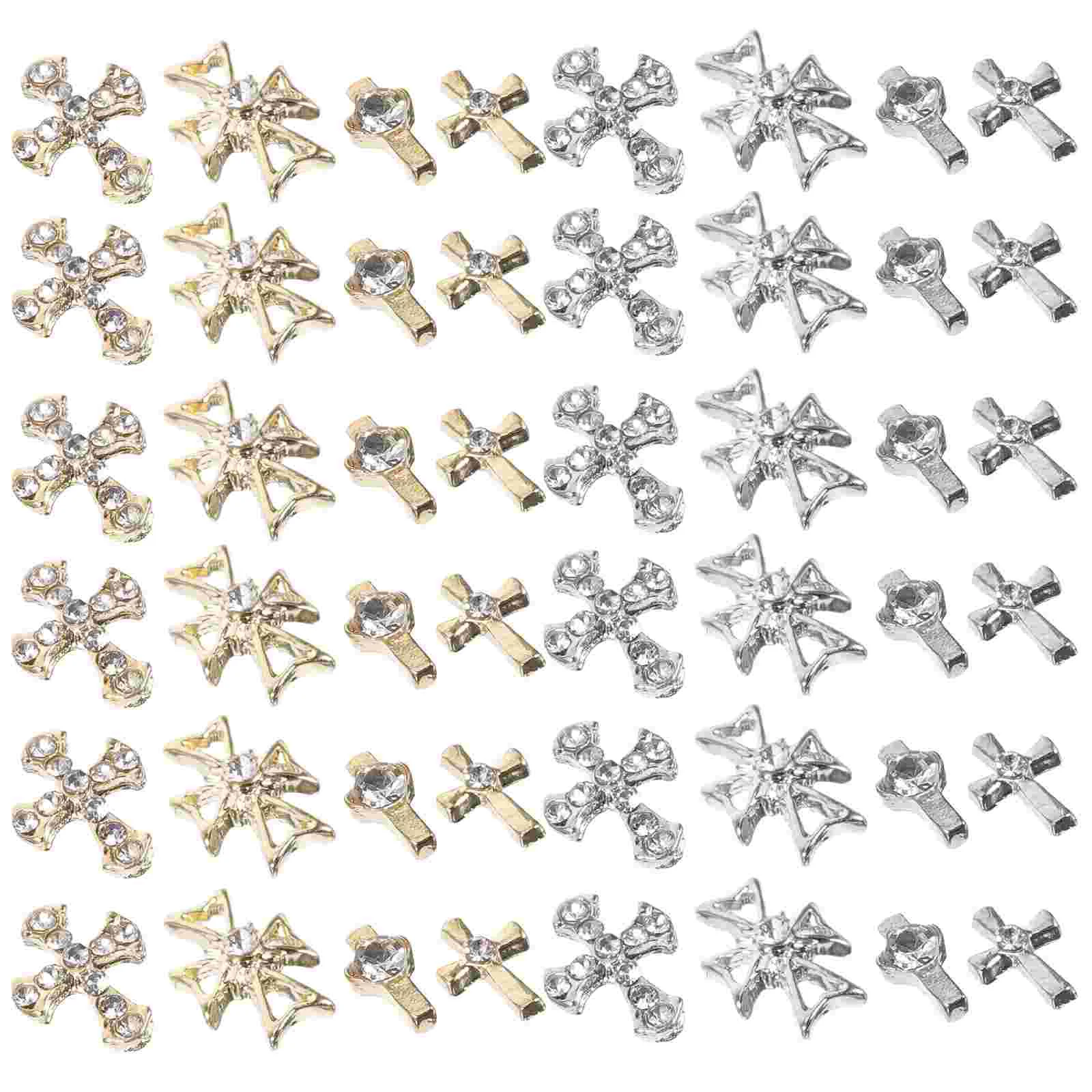

80 Pcs Pearl Nail Gems Metal Charms Cross Acrylic Nails Virgin Mary Accessories