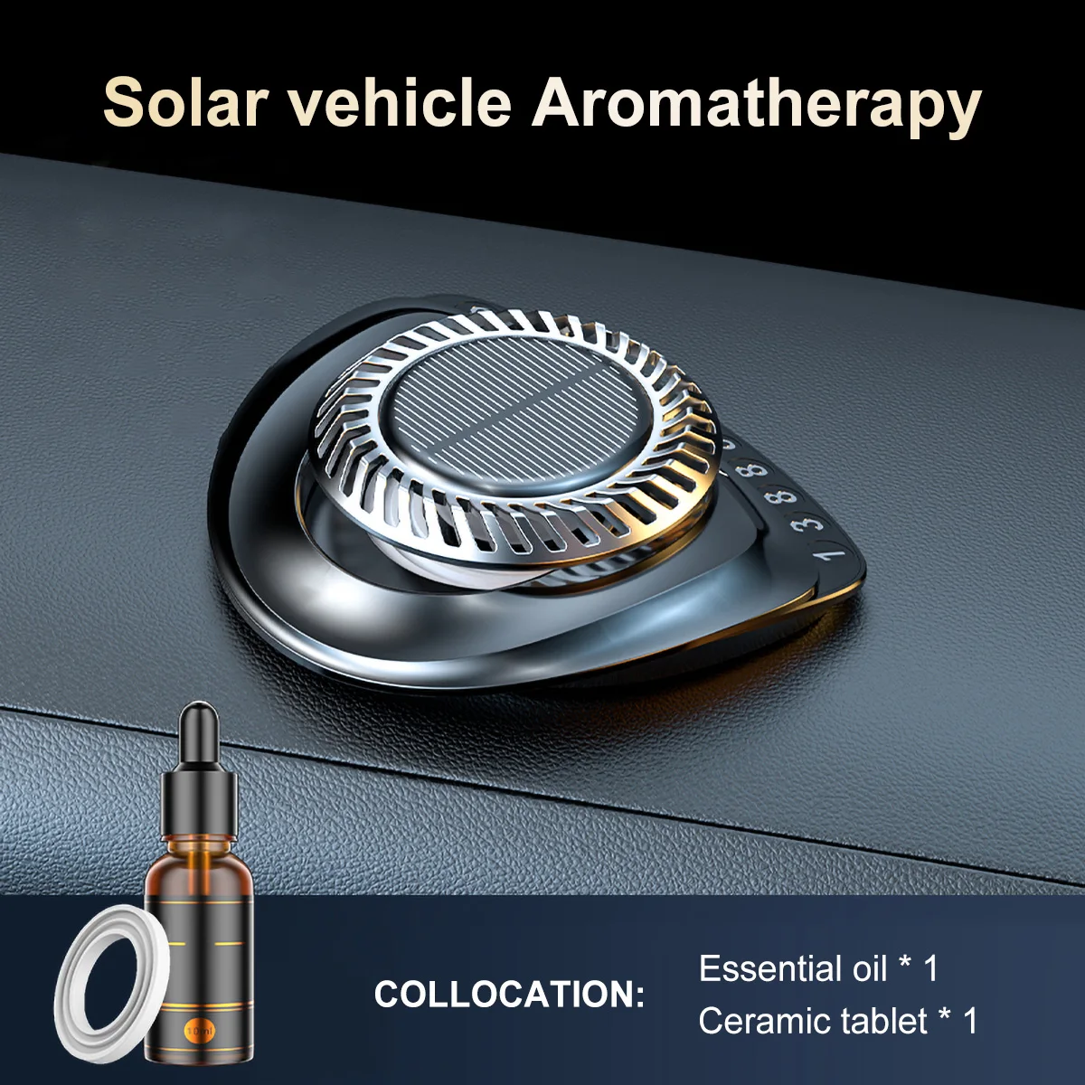 

Solar Power Car Air Freshener flavoring Freshener Energy Metal Diffuser Dashboard Spinning Fragrance With Temporary Parking Card