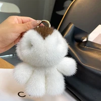 car key chain key pendant mink hair big white snowman key pendant couple pendant cute simple personality creative bag pendant