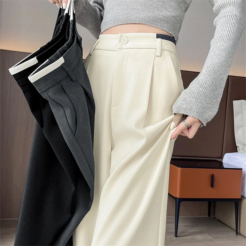 Женские винтажные широкие брюки из полиэстера