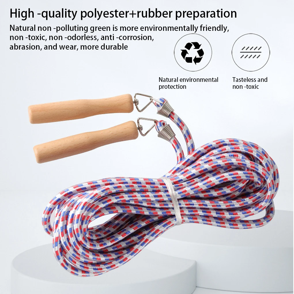 

Skipping Rope Kids Wood Handle Multi-functional Jump Ropes 360-Degree Rotation Sports Fitness Tool Long String Cord