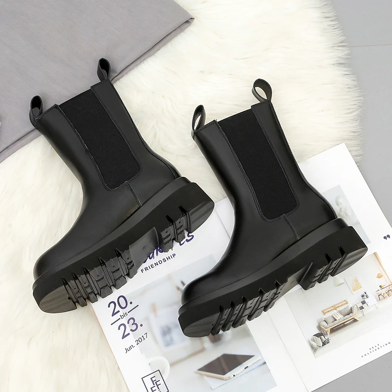 

New Luxury Chelsea Boots Women Ankle Boots Chunky Winter Shoes Platform Ankle Boots Slip on Chunky Heel BV Boot Brand Designer