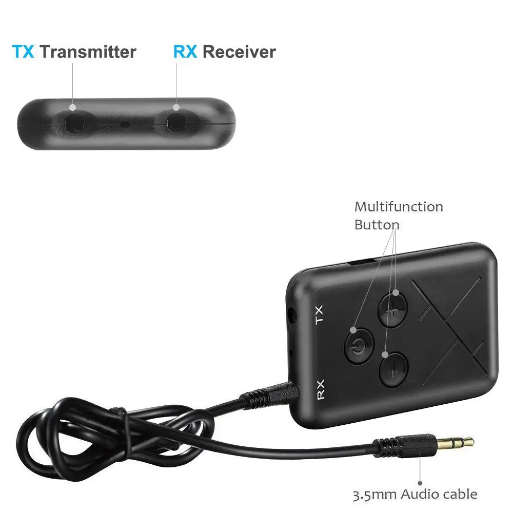 

Wireless Bluetooth 5.0 Audio Receiver Transmitter Wireless Adapter 3.5mm AUX Jack for TV PC Car Music Audio Headphone Receiver