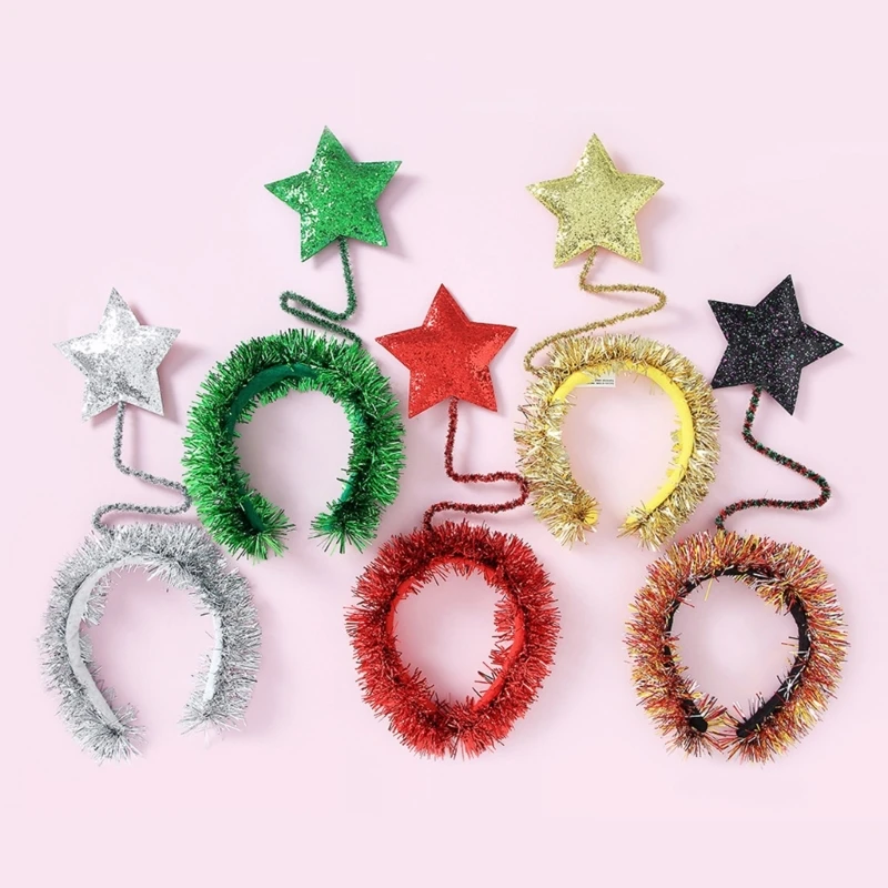 

Festival Christmas Women Students Hairband with Shinning Sequins Tinsel Star Shape Headbands Carnival Sequins Hair Hoop