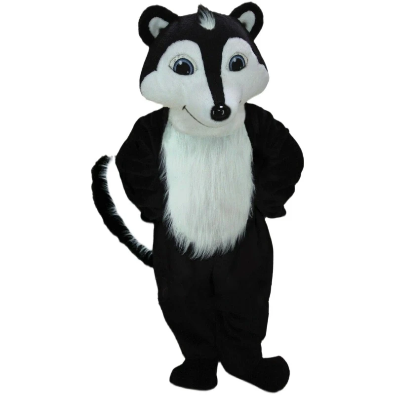 

Black Long Fur Anime Husky Dog Wolf Fox Mascot Costume Furry Cartoon Puppet Headgear Adults Halloween Stage Performance Supplies