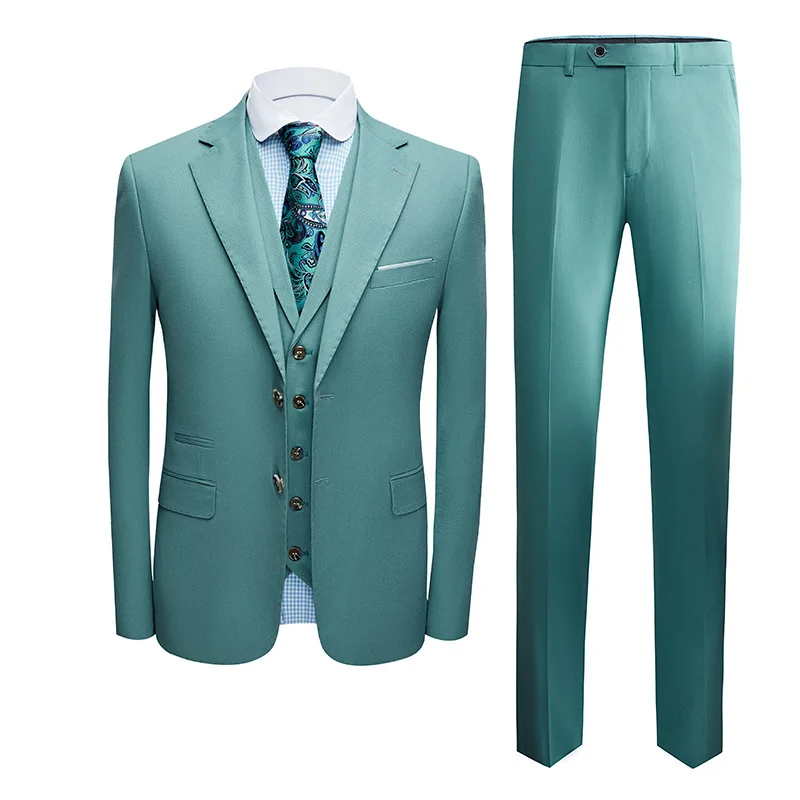 

Light Green Groomsmen Tuxedos Men's Suits 3piece(Jacket+Pants+Vest) Notch Lapel Slim Fit Blazers Bridegroom Wedding Dinner