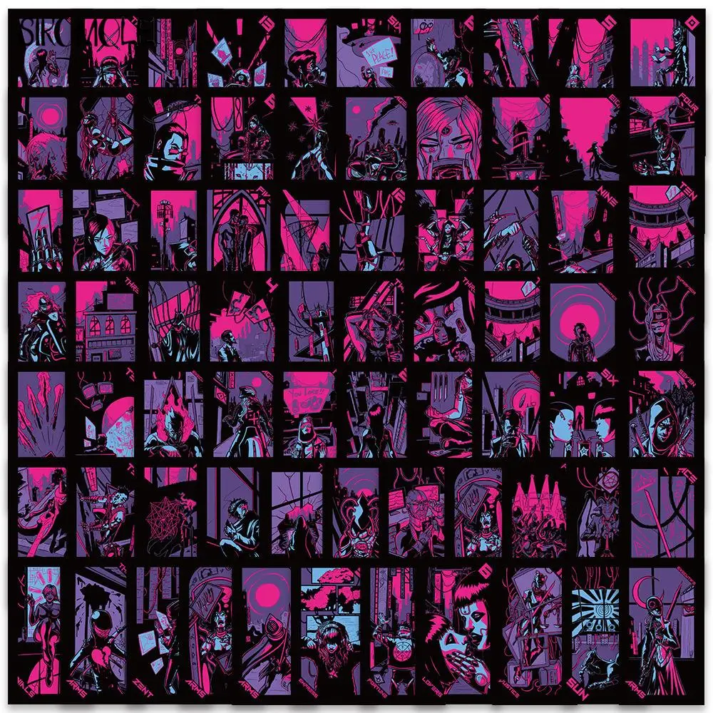

10/30/72PCS Black Purple Dark Black Tarot Series Stickers DIY Kids Skateboard Laptop Luggage Bike Motorcycle Phone DecalSticker