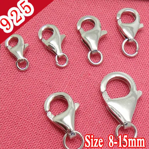 

Bulk Price 10pcs 100% Real 925 Sterling Silver Color 8-15mm Lobster Clasp Jewelry Findings Connector Components for DIY