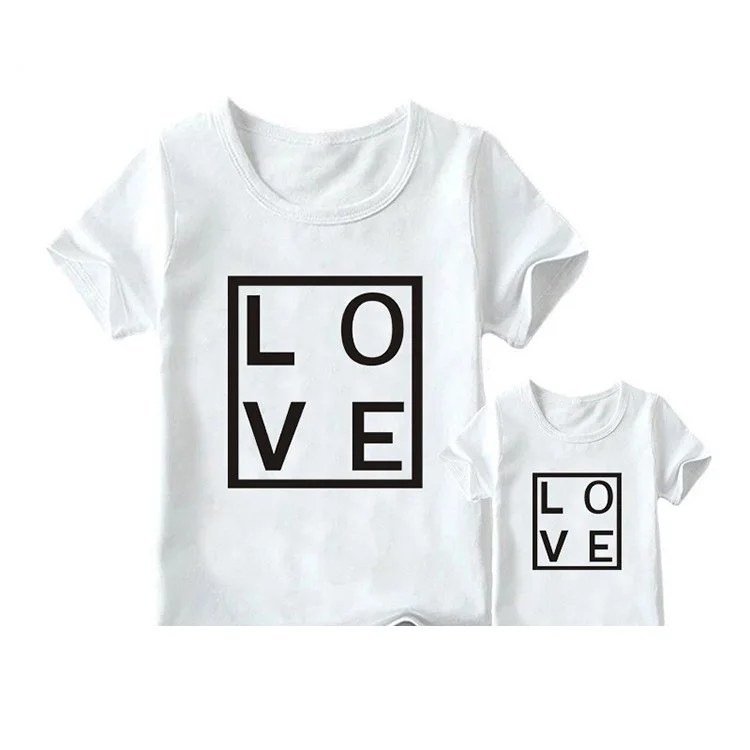 

Ins love lattice simple father son parent-child English alphabet parent-child T-shirt