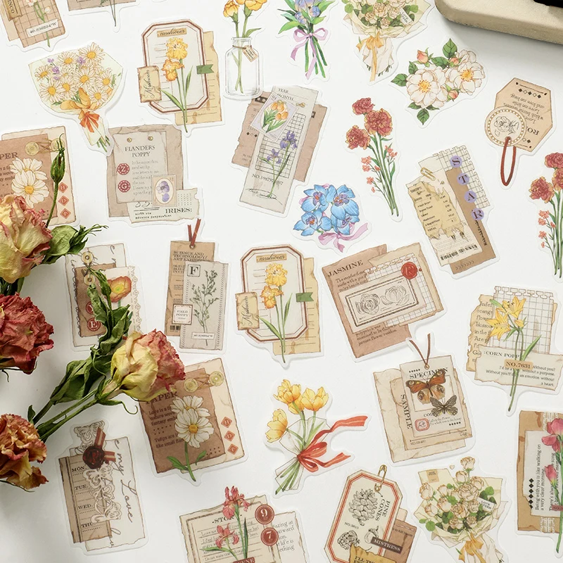 

20 packs wholesale Plant Flower Sticker Scrapbook Stationery DIY Diary Planner Sticky Adhesive Decoration Student Reward
