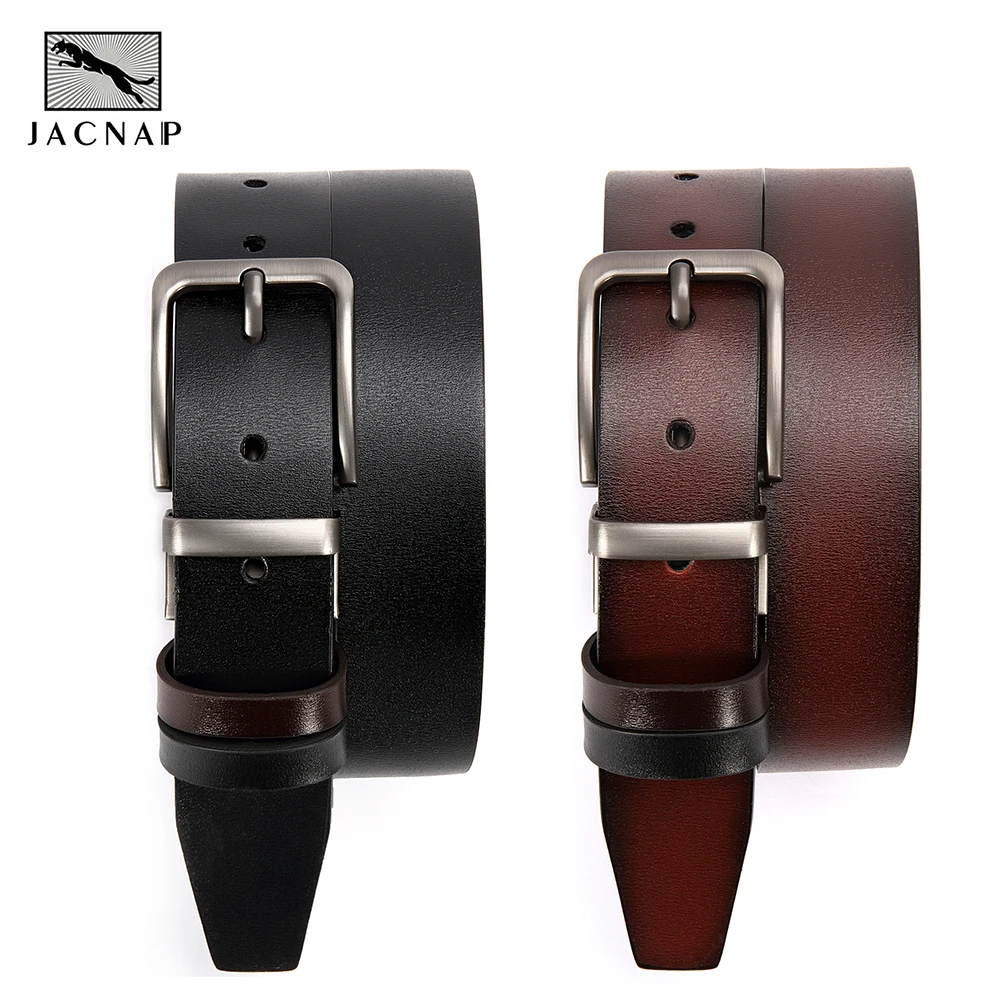 JACNAIP Men Leather Belt Automatic Buckle High Quality Male Genuine Leather Strap Luxury Pin Buckle Jeans For Men Men Accessori