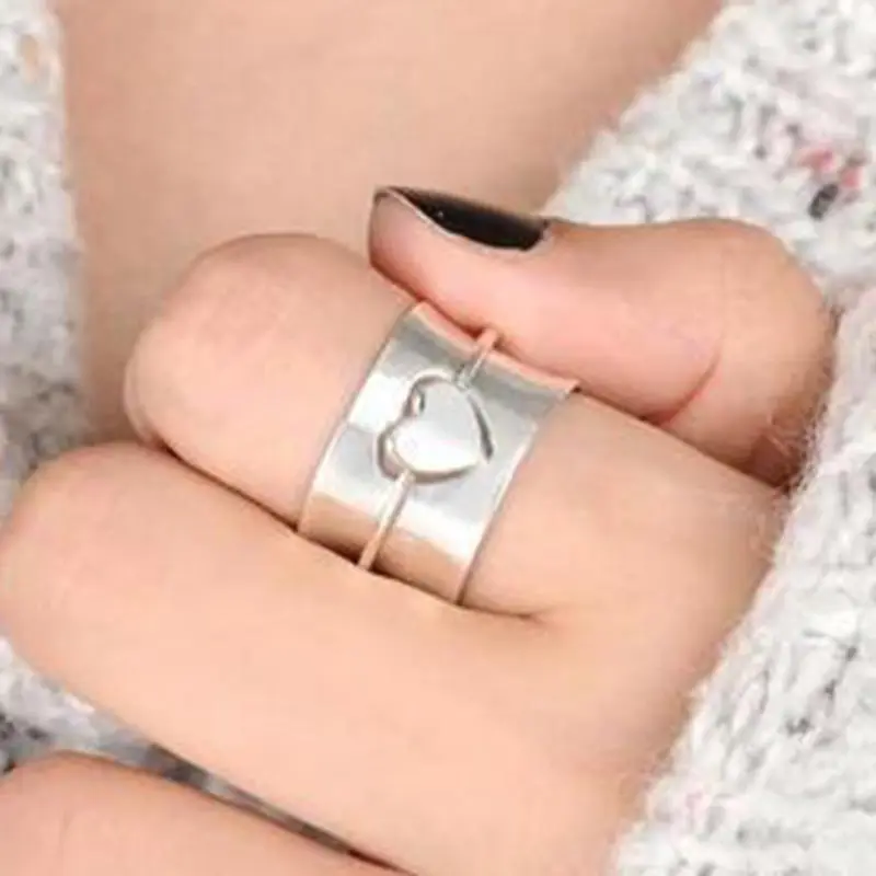 Винтажные металлические кольца в форме сердца для женщин массивное вращающееся