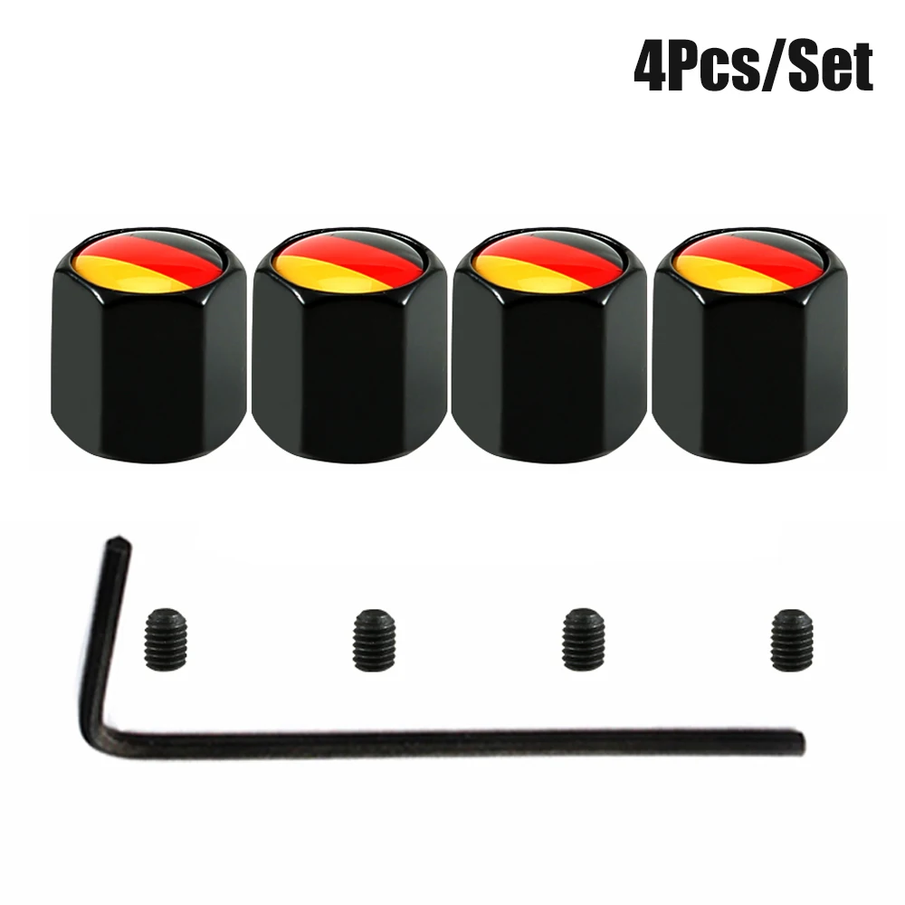 

4 шт./компл., противоугонные колпачки для автомобильных колес с флагом Германии для универсального автомобиля VW Benz BMW, внедорожника, велосипеда, воздушные колпачки из цинкового сплава