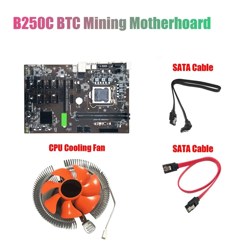 

594F B250 BTC 12P Mining Machine Motherboard 12 PCI-E X1 X16 Graphics Card Support 1151 DDR4 DIMM 3.0 for Miner