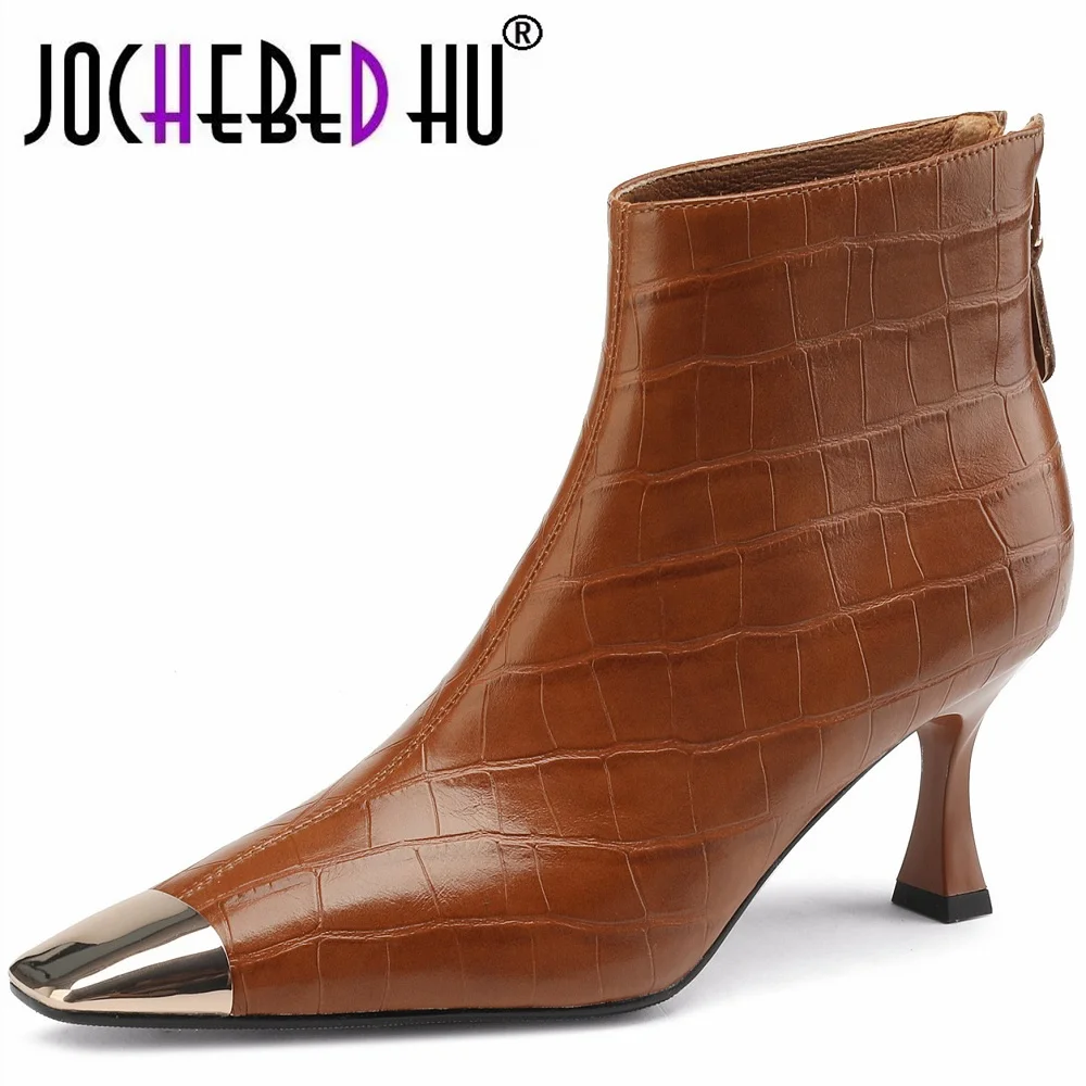 

Женские ботильоны из натуральной кожи, на высоком каблуке, на молнии