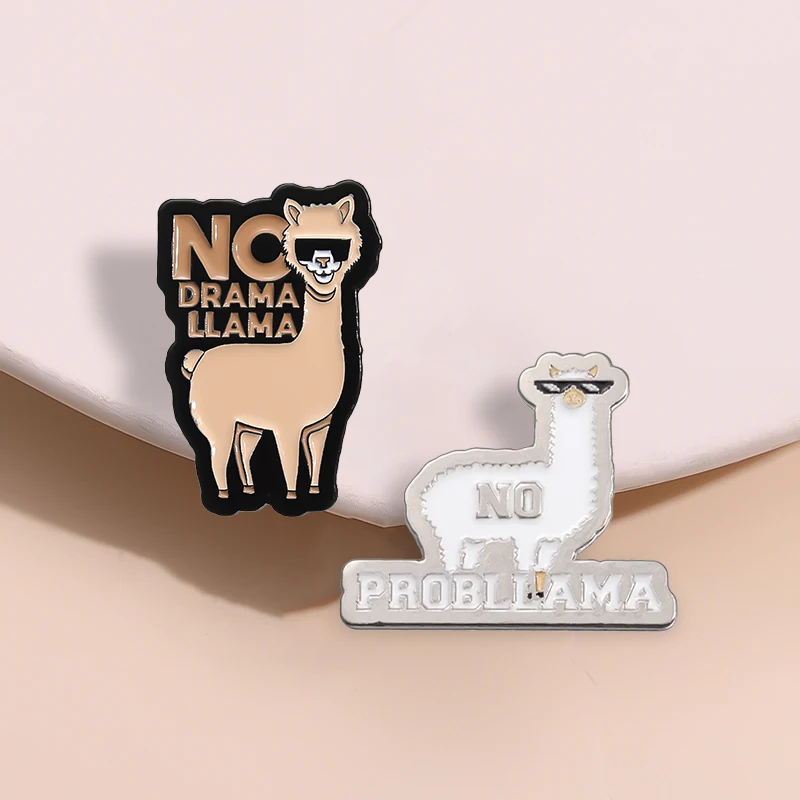 2 шт./компл. эмалированные булавки NO DRAMA LLAMA забавные милые броши из альпаки на