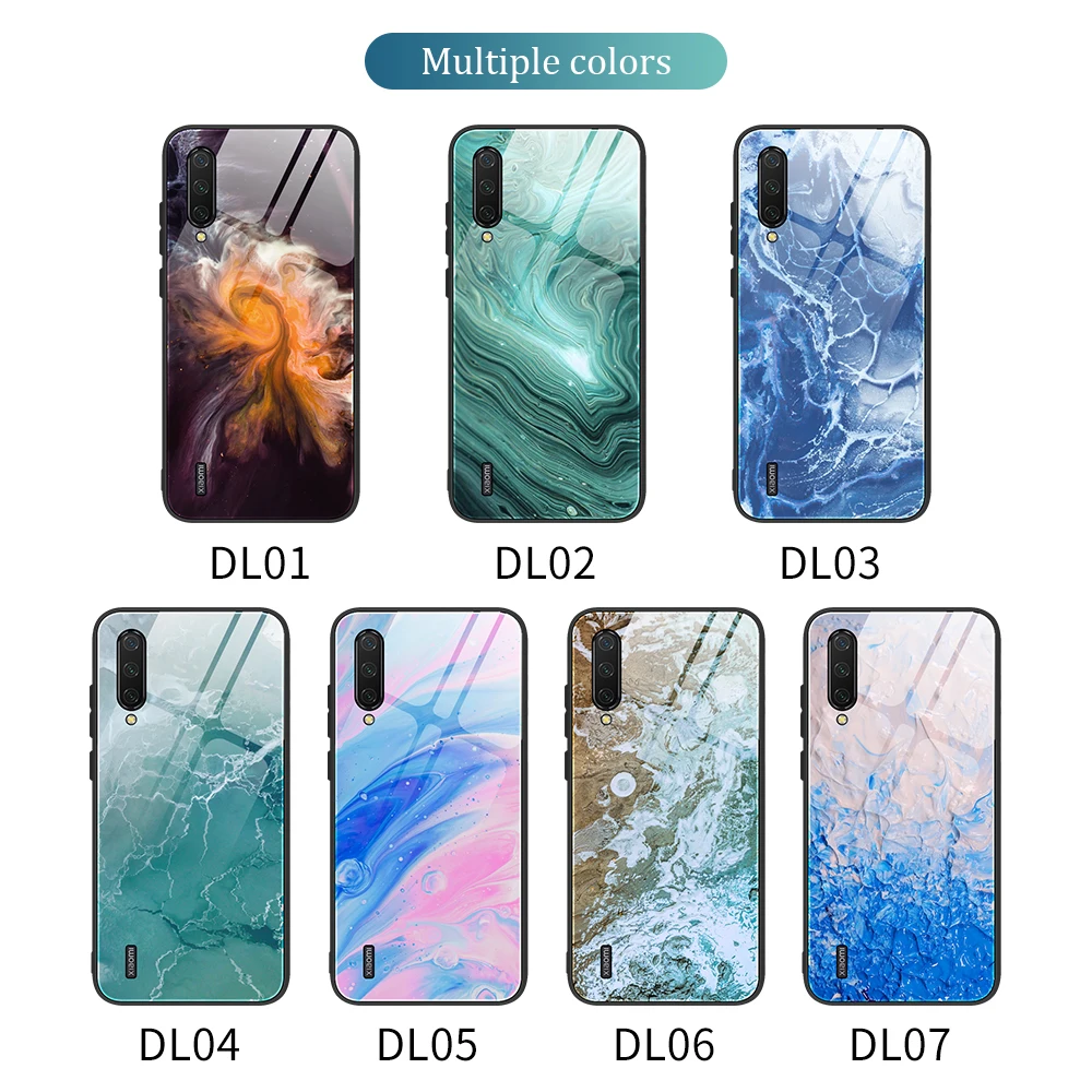 

For Xiaomi Mi 10 Pro 10T POCO X3 NFC CC9pro CC9E 9T Gradient Marble phone Case Mi 9 9SE Note10 Tempered Glass Protective Cover