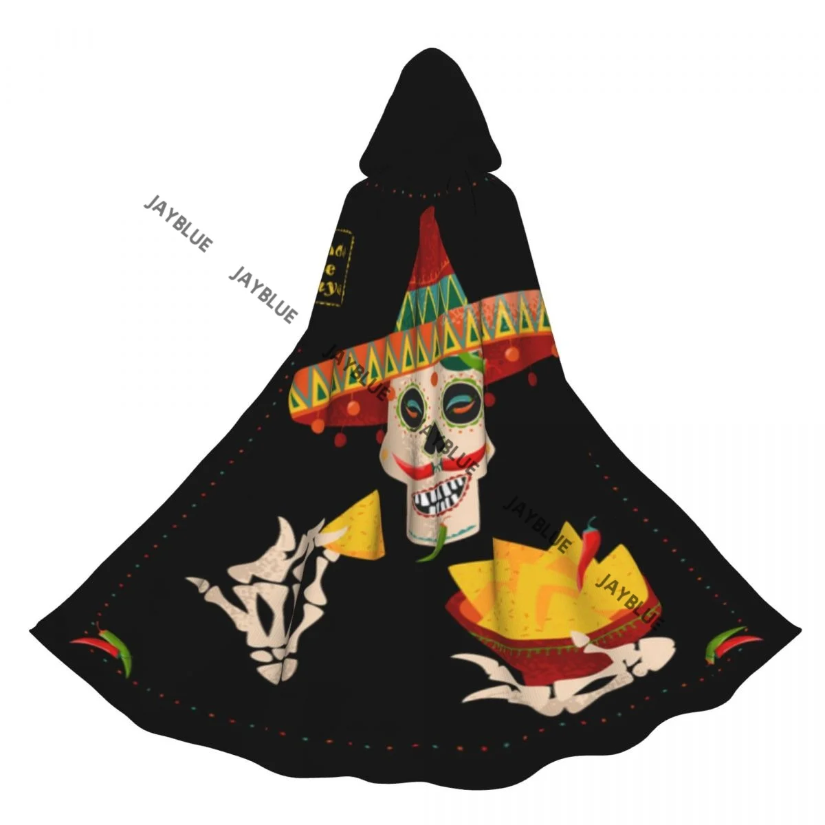 Унисекс для взрослых улыбающийся мексиканский череп с пепером Хаalapeno плащ усами