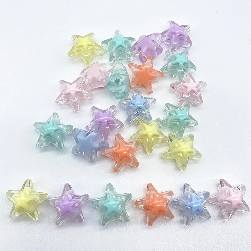Новые акриловые бусины 20 штук 16 мм 6 цветов большие пятиконечные Звездные