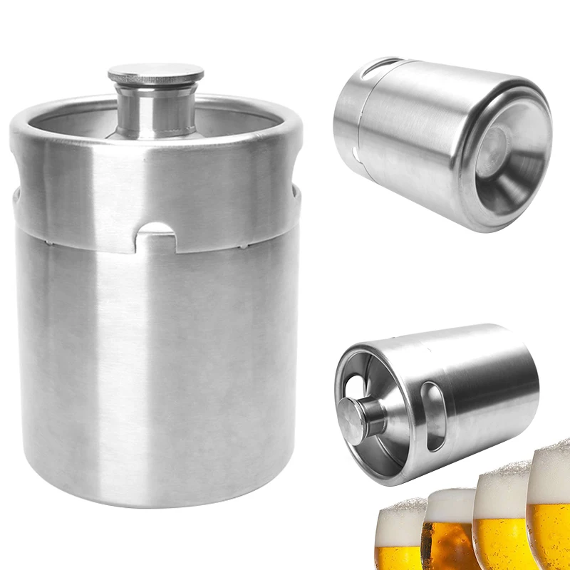 

2L Stainless Steel Keg Growler Pot Bottle For Beer Wine Home Growler Brew Making Homebrew Wine Pot Barware For Party Bar Tools