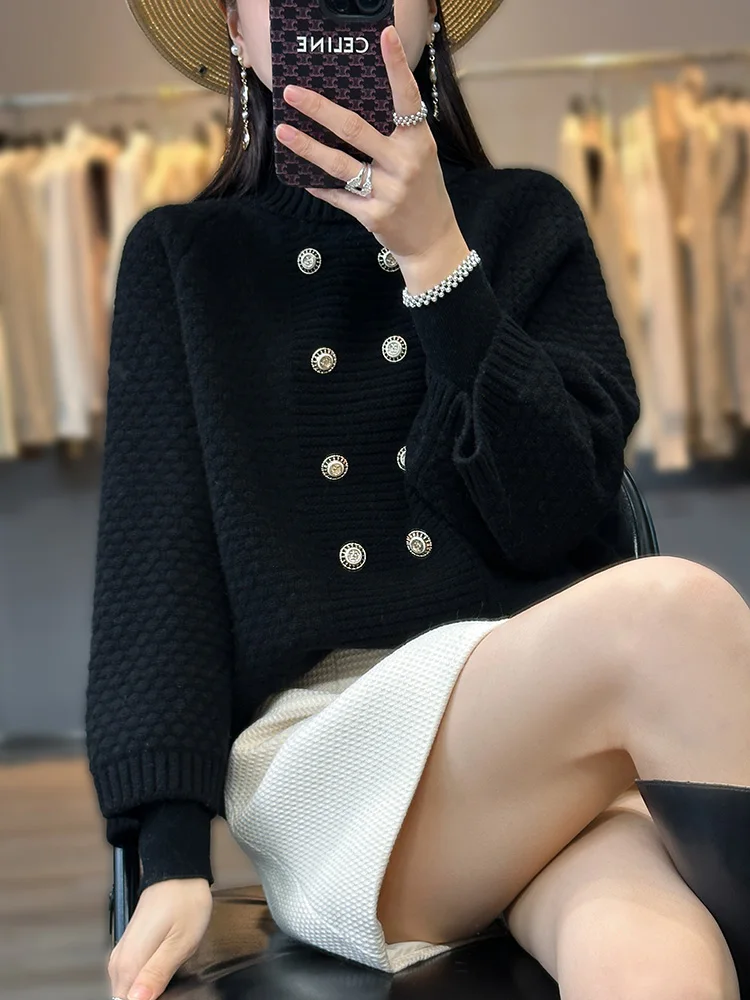 Толстая водолазка на осень и зиму 100 чистые свитеры женские девять точечные