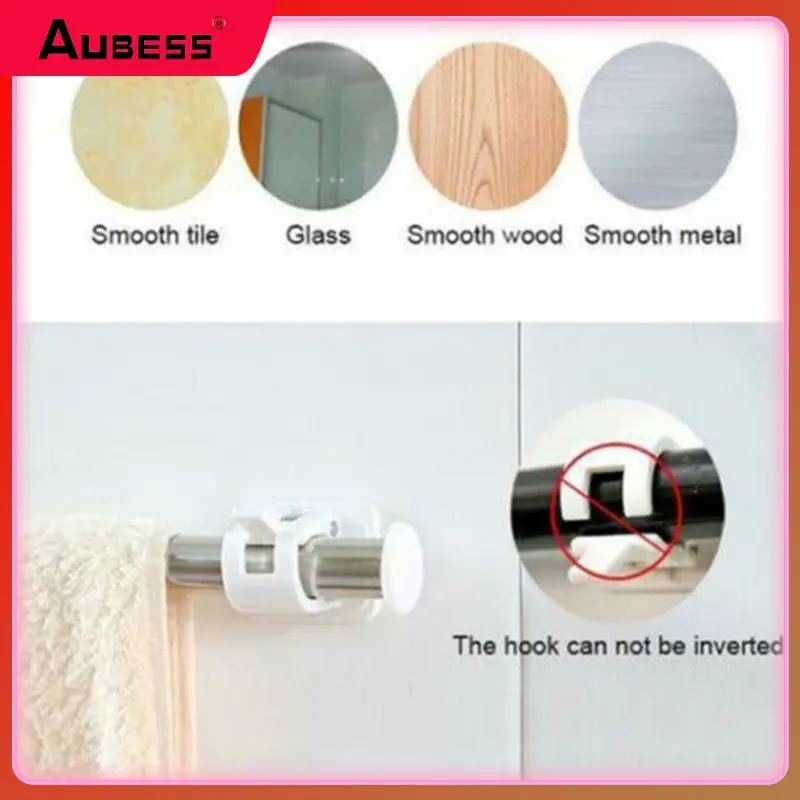 

Clamp Hook Curtain Rod 2 Pcs Hanging Rod Clip Self Adhesive Nail-free Rod Fixed Clip Home Accessories Wall Bracket