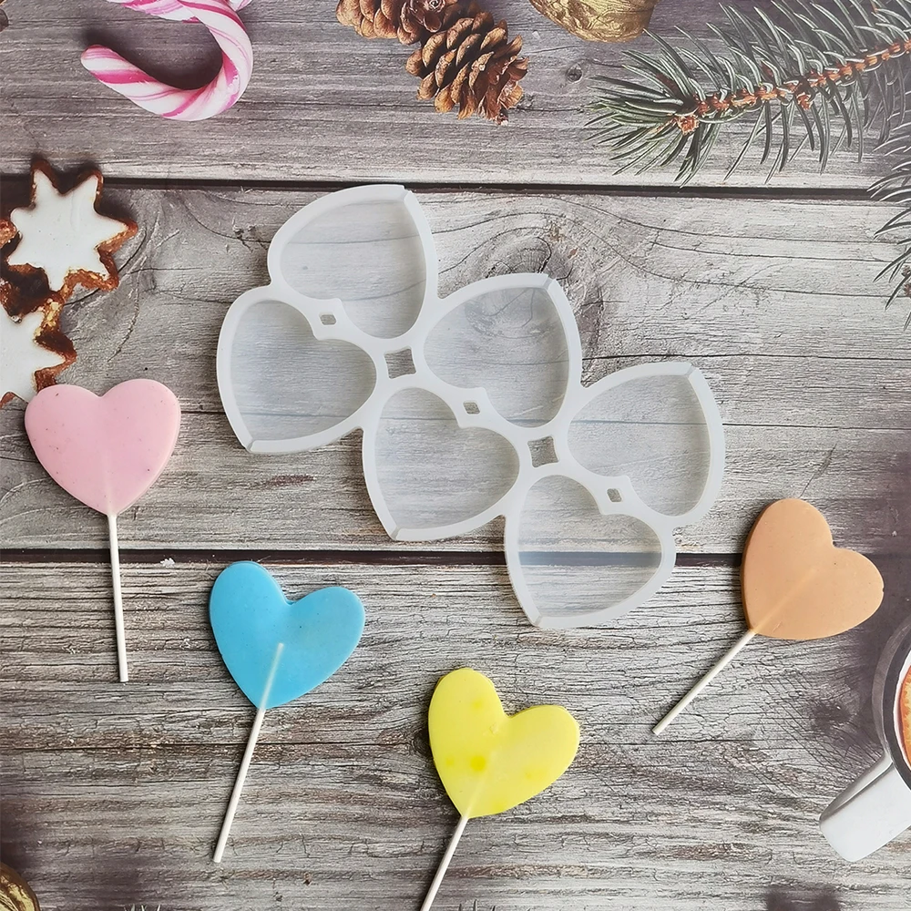 

Lollipop Silicone Mold Heart-Shaped Chocolate Candy Sugar Cake Moulds Birthday Cake Baking Accessories Epoxy Mould