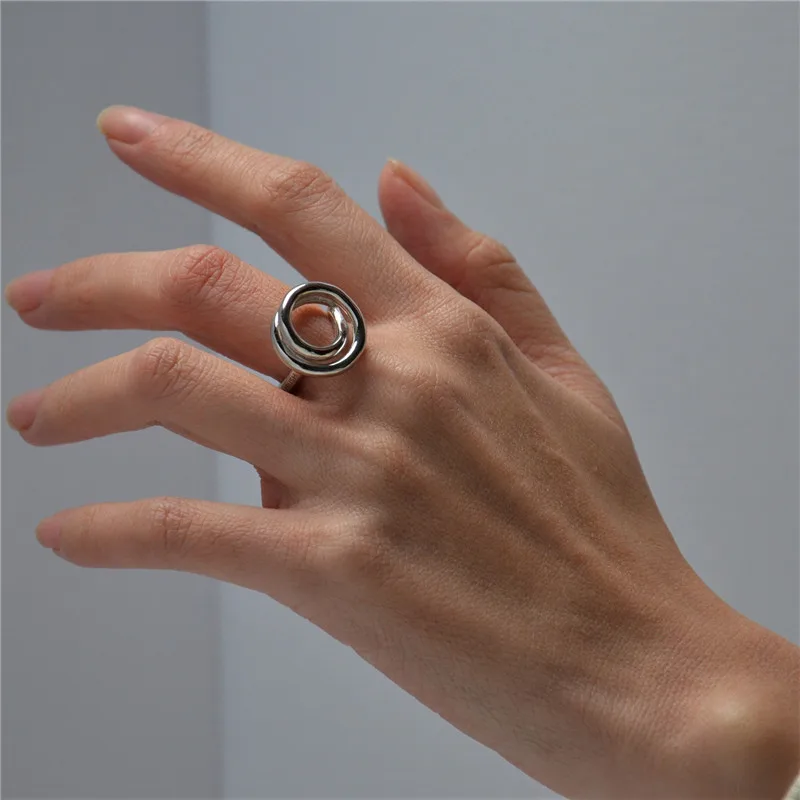 

Perfect s925 Silver Opening Adjustable Index Finger Ring Simple Personality Street Trend Men and Women Jewelry Party Gifts