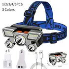 Налобный фонарь с 5 Светодиодами, перезаряжаемый мощный налобный фонарь со встроенным аккумулятором 18650, уличный налобный фонарь для кемпинга, налсветильник ный фонарь, налсветильник фонарь