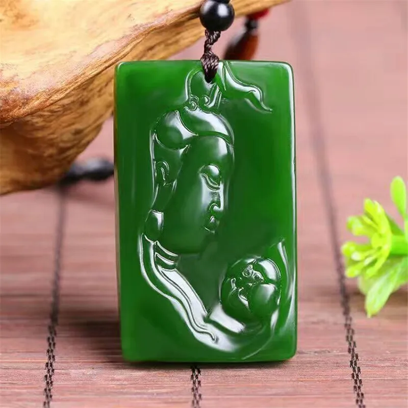 

Natural Green Hand-carved Guanyin Jade Pendant Fashion Boutique Jewelry Men and Women Bodhisattva Necklace Gift Accessories