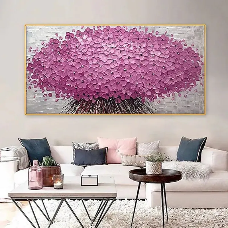 

Hand Painted Oil Painting On Canvas Vertical Abstract Floral Botanical Contemporary Modern Home Decoration No Framed